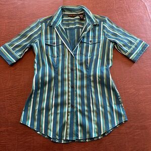 New York & Company Short Sleeve Button Down Blouse
